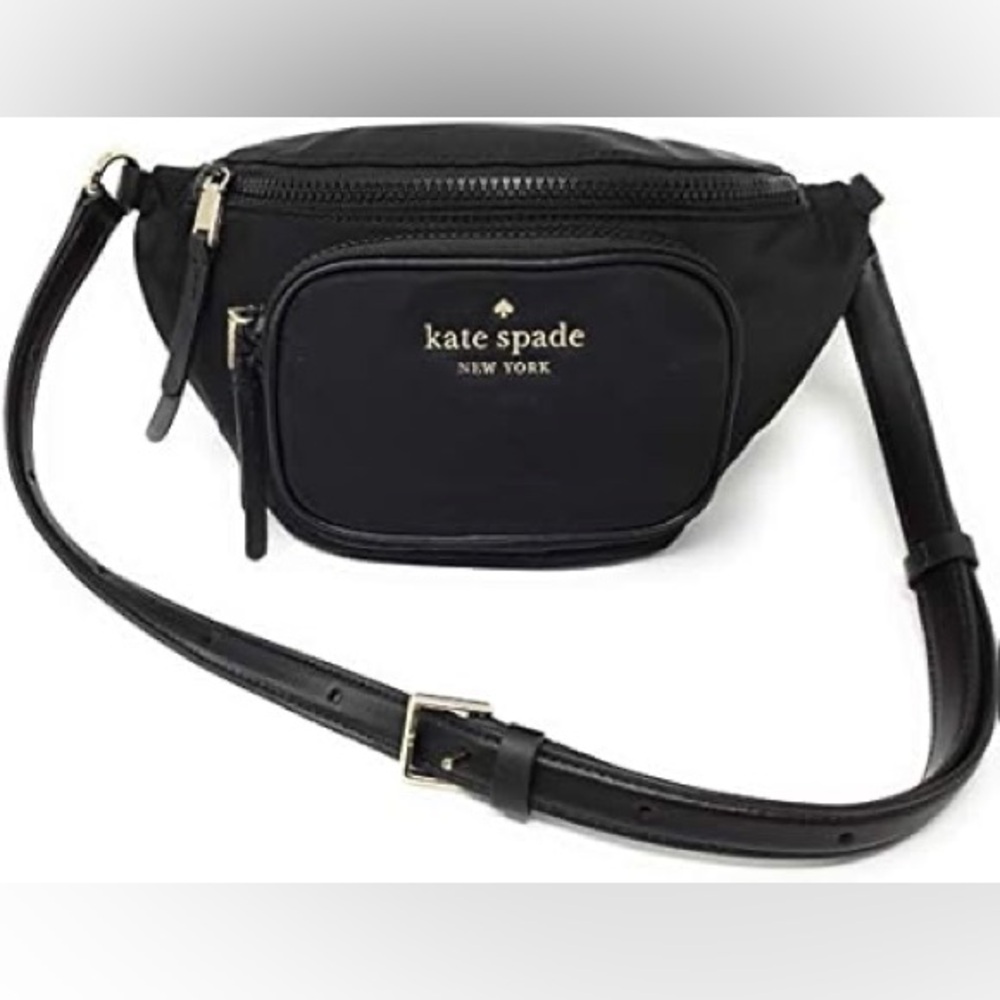 Kate Spade Black Nylon Crossbody Bag with Gold Details
